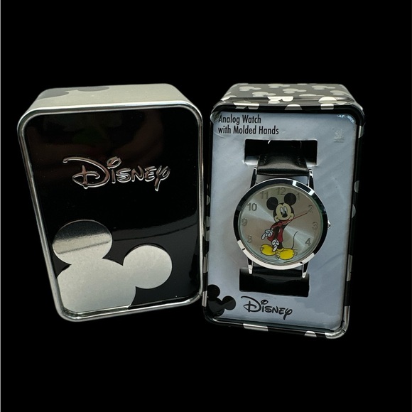 Disney Other - NIB Disney Mickey Mouse Silver and Black Quartz Watch
